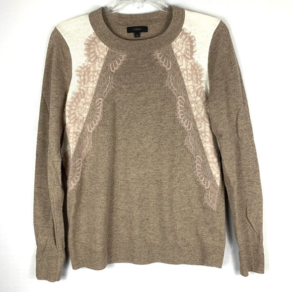 J. Crew Colorblock Lace Panel Sweater